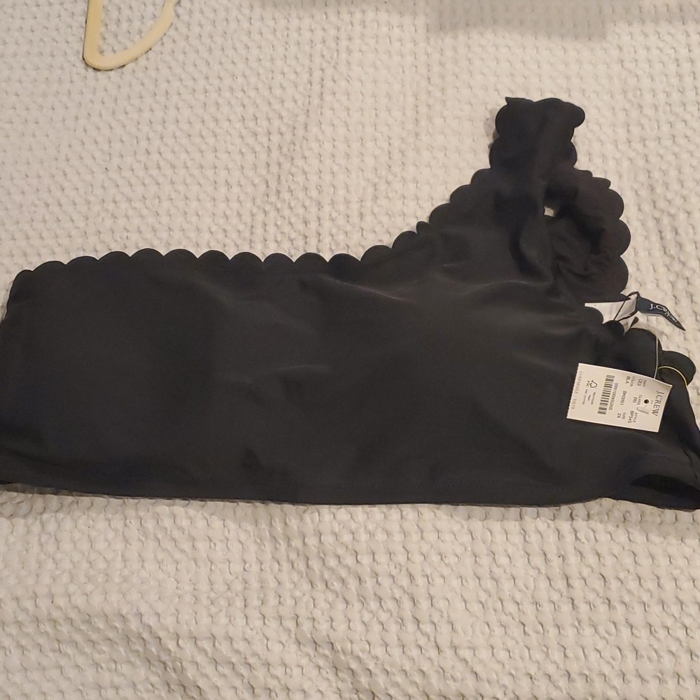 J.CREW Women's  One Shoulder Scallop Bikini Top-BLACK-( Size: 2X)NEW (#11)